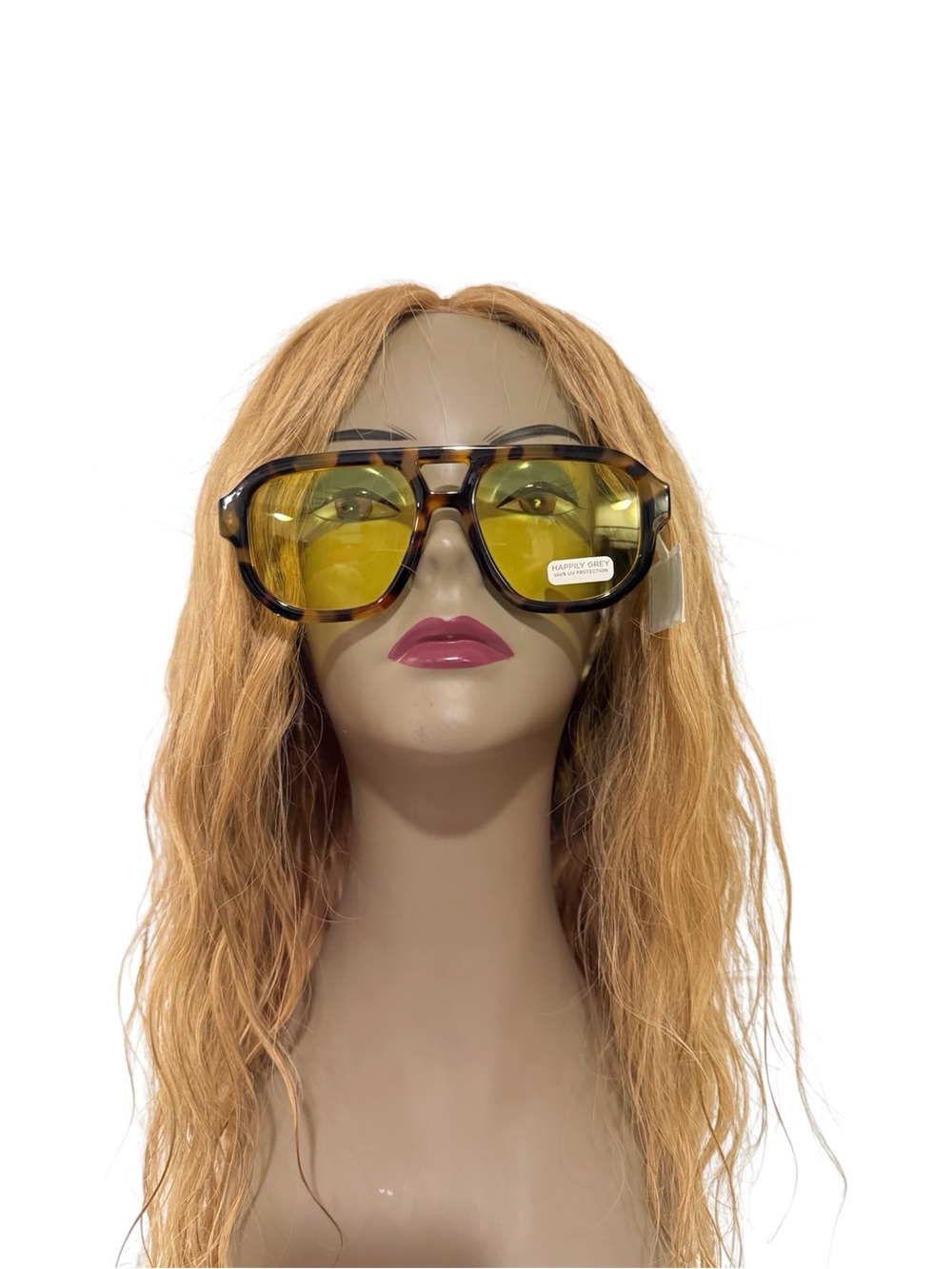 Tortoiseshell Oversized Sunglasses with Yellow Lenses - Women